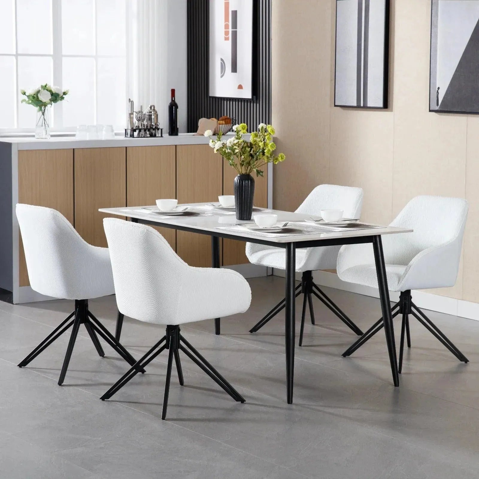 Feronza™ Corduroy Zwenkbare Eetstoelen – Ergonomisch Bekleed met Armleuning, 2 Stuks - Feronza